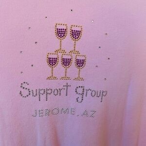 Wine themed pink top with bling